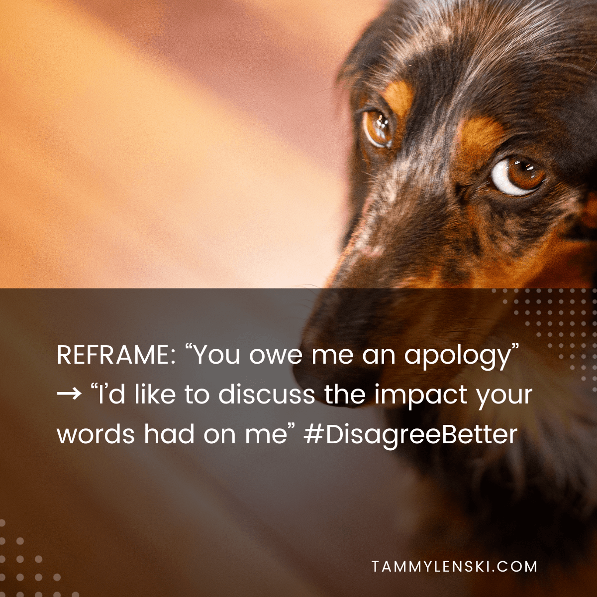 Reframe: "You owe me an apology" --> I'd like to discuss the impact your words had on me" #DisagreeBetter