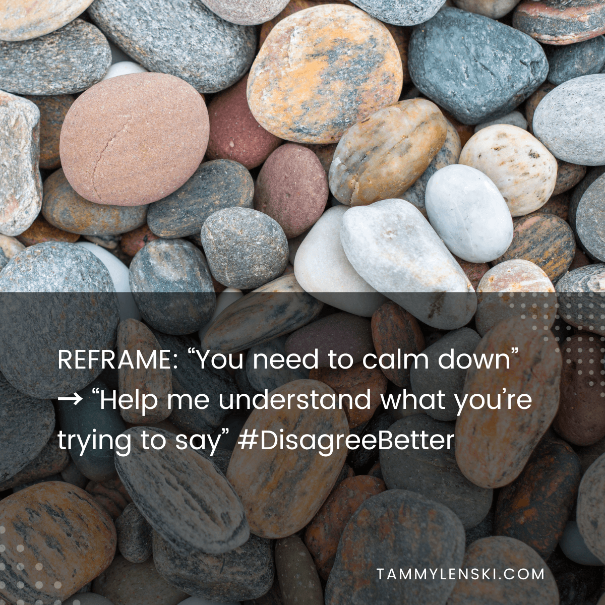 Reframe: "You need to calm down" --> "Help me understand what you're trying to say" #DisagreeBetter