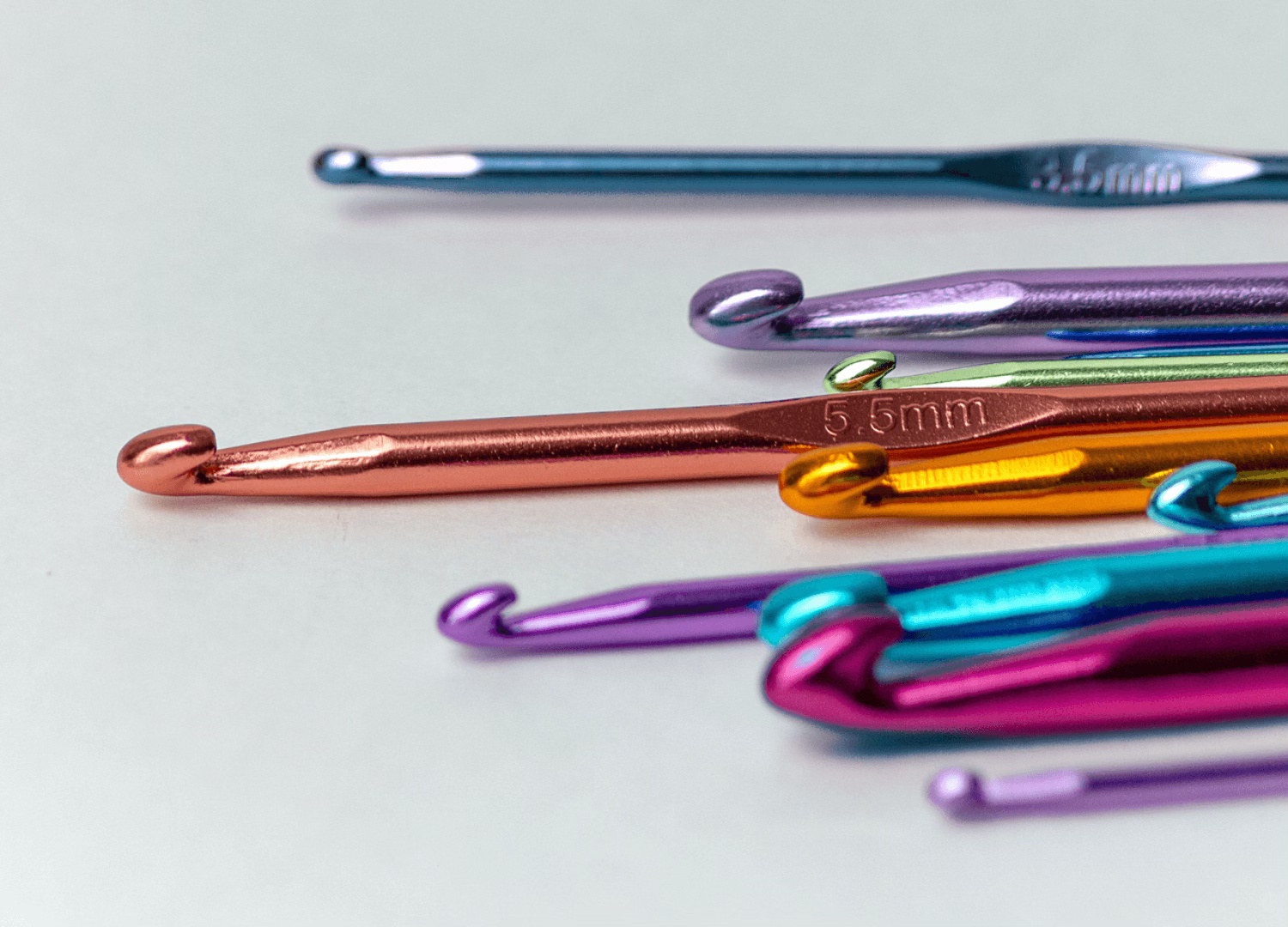 Crochet hooks in many colors